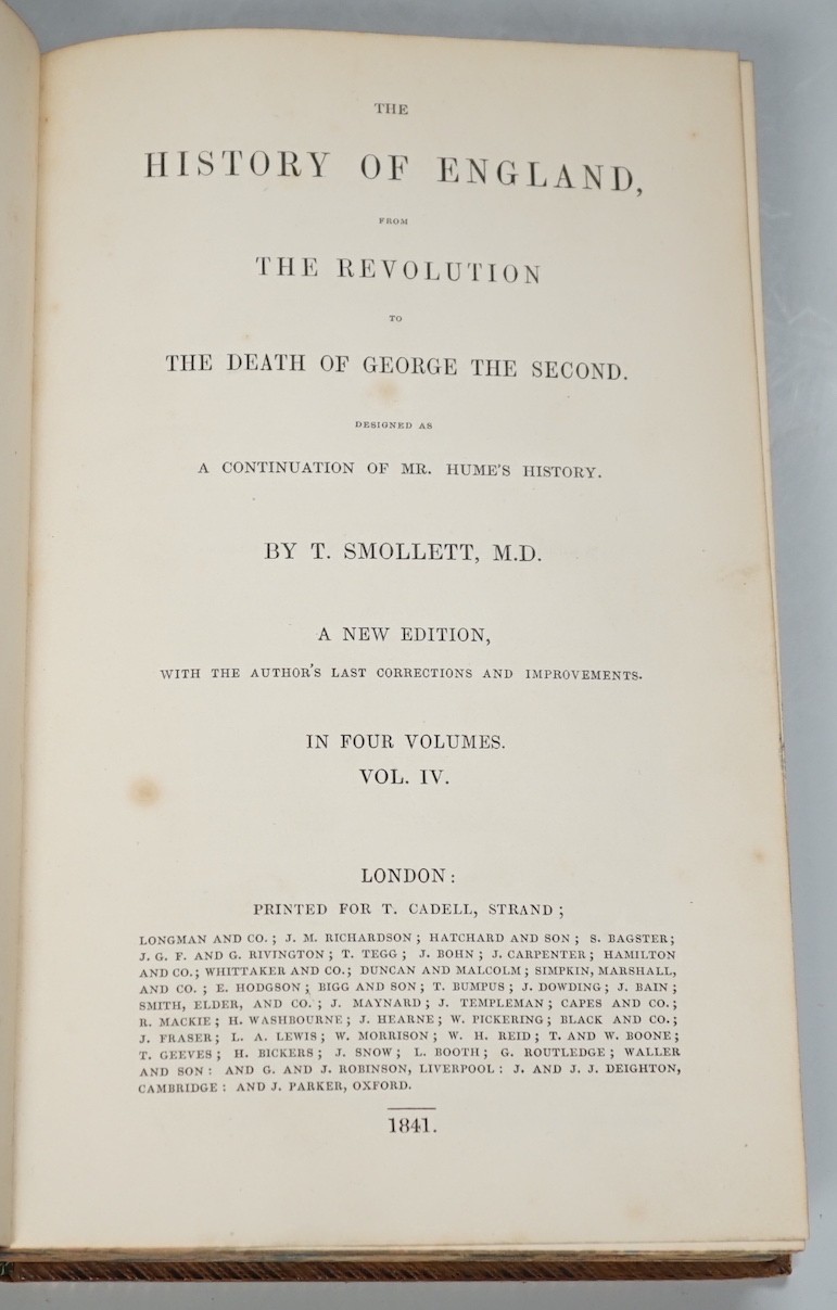 Hume, David - The History of England ... new edition, 6 vols. portrait frontis.; together with Smollet, Thomas - The History of England ... designed as a continuation of Mr Hume's History.